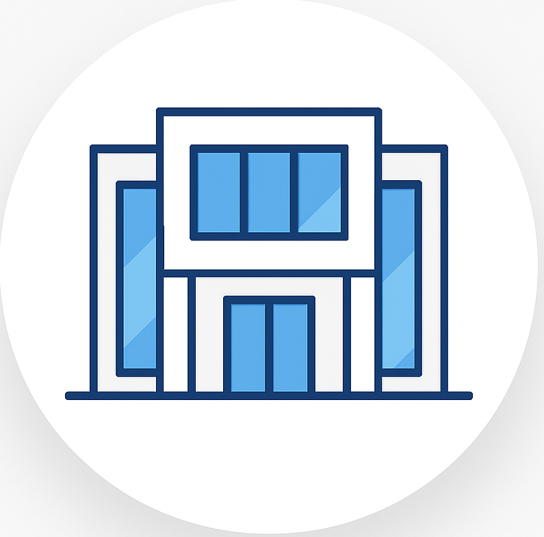 Icon illustration of a modern building facade